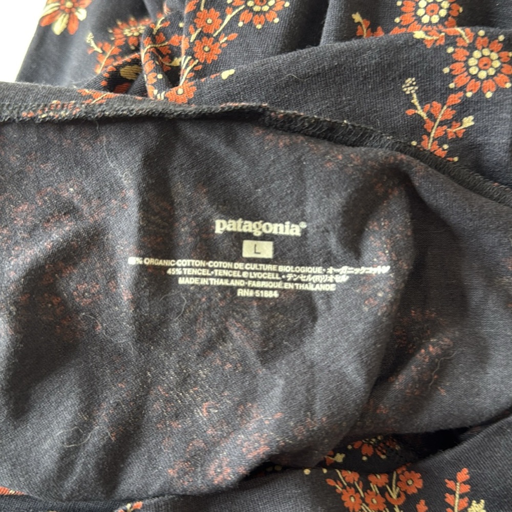 Patagonia Organic Cotton Convertible Dress Navy Blur Floral Large - Picture 8 of 12